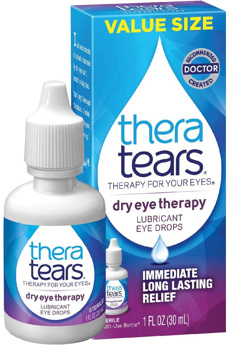 Theratears gotas para los ojos para ojos secos, gotas de ojos lubricantes de terapia seca