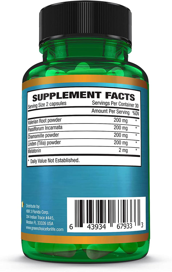 Elección verde de las cápsulas de ayuda para dormir