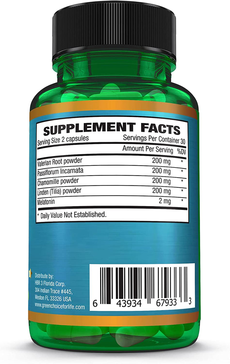 Elección verde de las cápsulas de ayuda para dormir