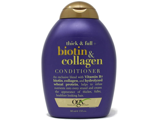 OGX Thick & Full + Biotin & Collagen Extra Strength Volumizing Conditioner with Vitamin B7 & Hydrolyzed Wheat Protein for Fine Hair. 13 oz