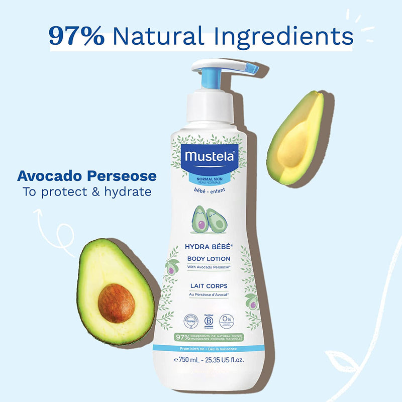 Mustela Hydra Bebe Body Lotion, Daily Moisturizing Baby Lotion for Normal Skin. 300 ml
