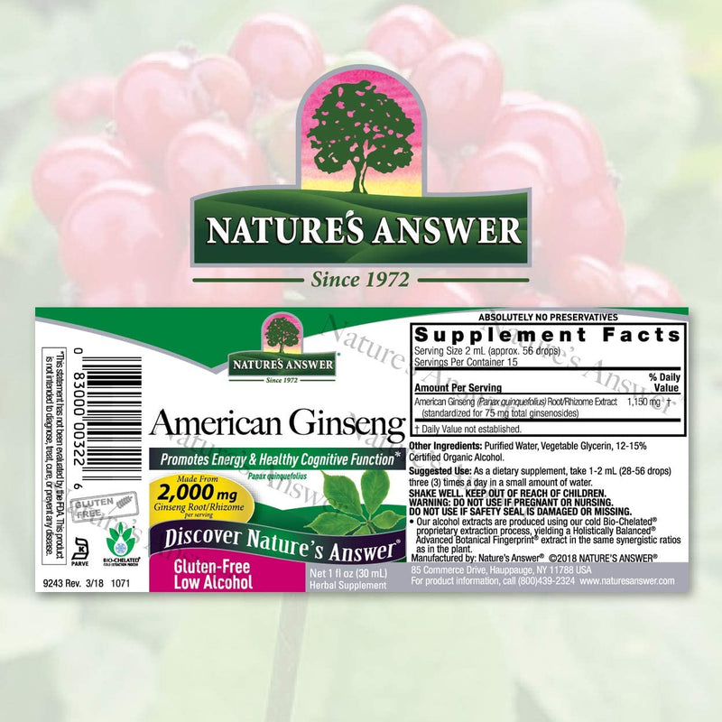 Naturaleza responde extracto de ginseng americano 1oz