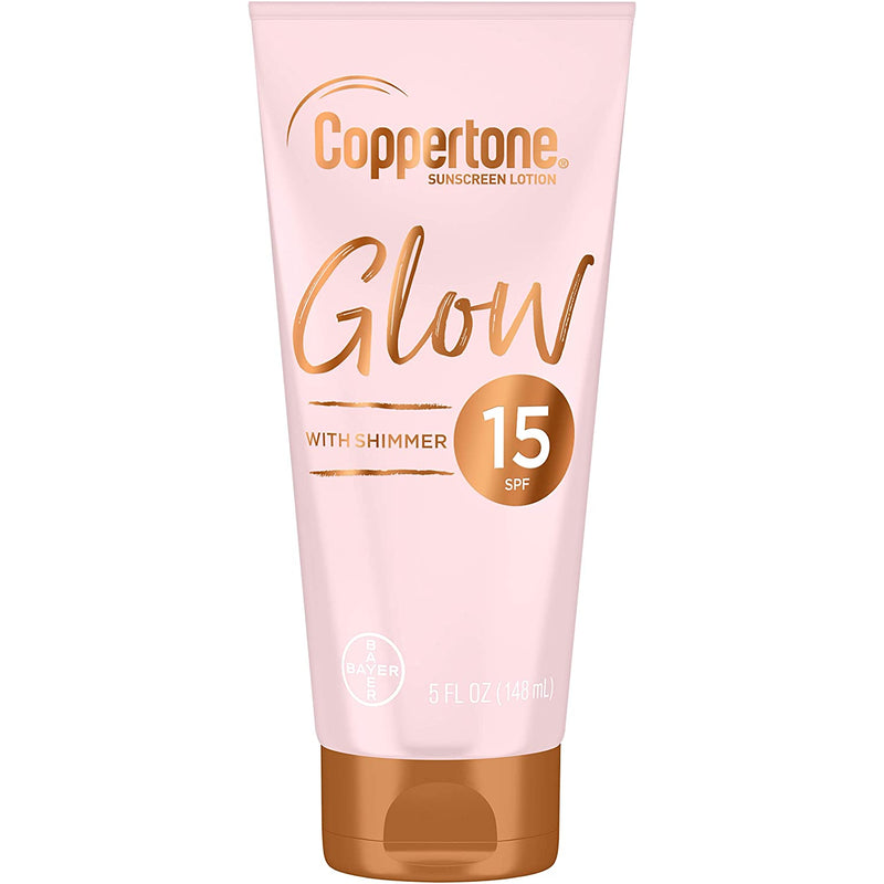Loción de protección solar hidratante de Coppertone Glow con minerales brillantes iluminadores y SPF de amplio espectro 15