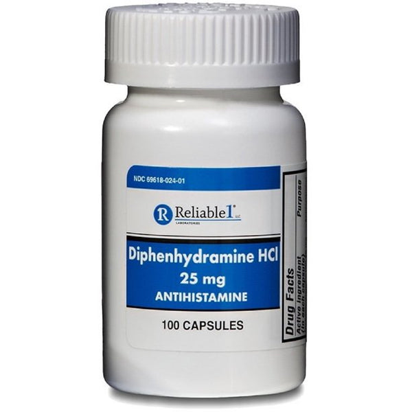 Confiable 1 difenhidramina HCI 25mg 100 Cápsulas