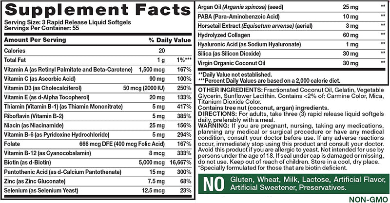 Nature's Truth Superior Strength Hair, Skin and Nails 5000mcg Biotin 165 Softgels