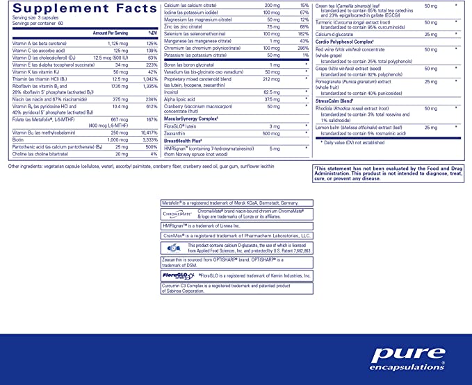 Encapsulaciones puras nutrientes de mujeres 180 cápsulas