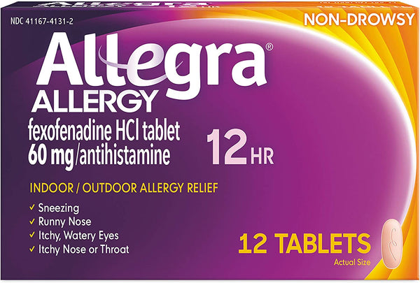Allegra Tabletas antihistamínicas no sólidas para el alivio de la alergia de 12 horas, 60 mg, 12 recuentos