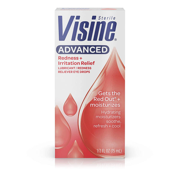 Visine Advanced Eye Drops - Redness + Irritation Relief - Net Wt. 0.50 FL OZ