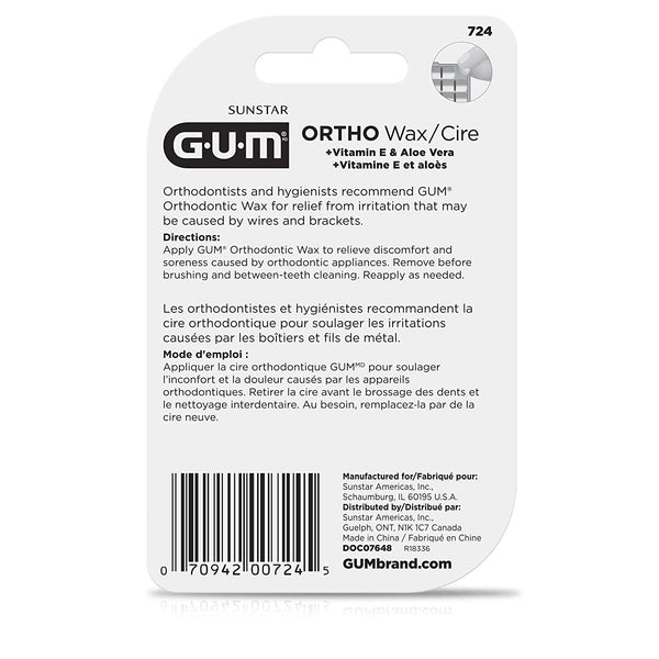 GUM Orthodontic Wax, Mint with Vitamin E and Aloe Vera