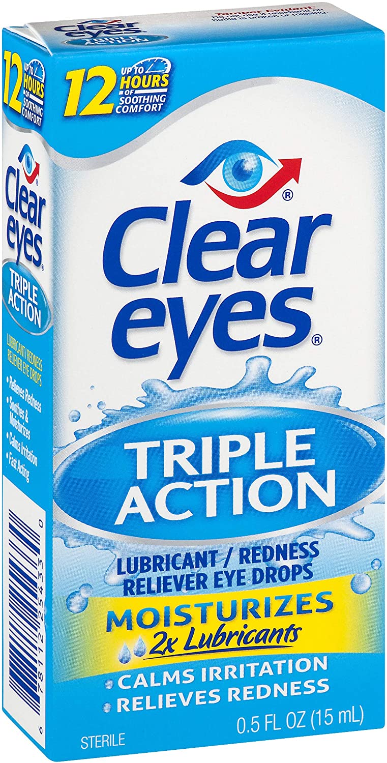 Ojos claros | Triple acción lubricante/enrojecimiento de alivio gotas para los ojos | 0.5 fl oz