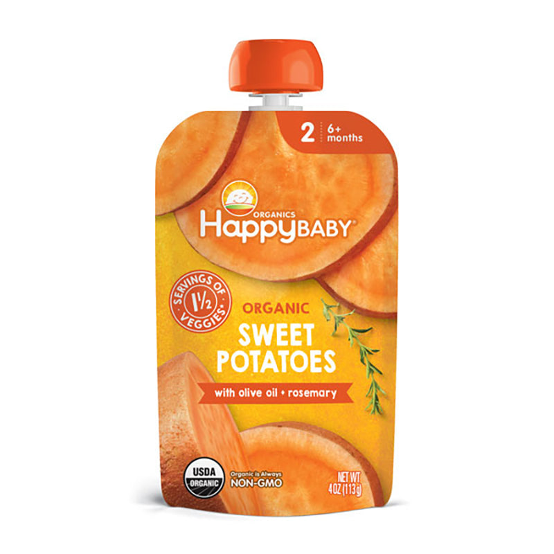 Happy Baby Organics Blends Savory Blends Etapa 2, batatas orgánicas con aceite de oliva + Rosemary