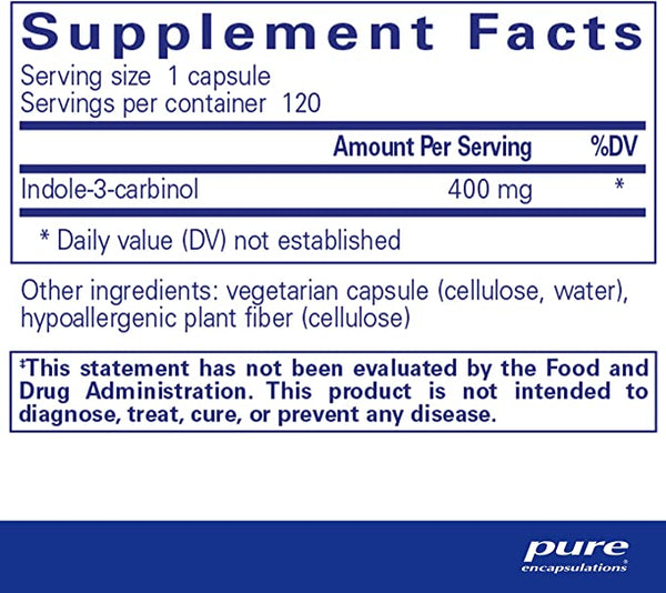 Encapsulaciones puras indole-3-carbinol 400mg 120 cápsulas