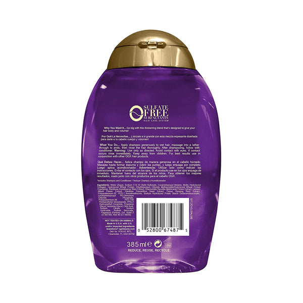 OGX Thick & Full + Biotin & Collagen Extra Strength Volumizing Shampoo with Vitamin B7 & Hydrolyzed Wheat Protein for Fine Hair. 13 oz
