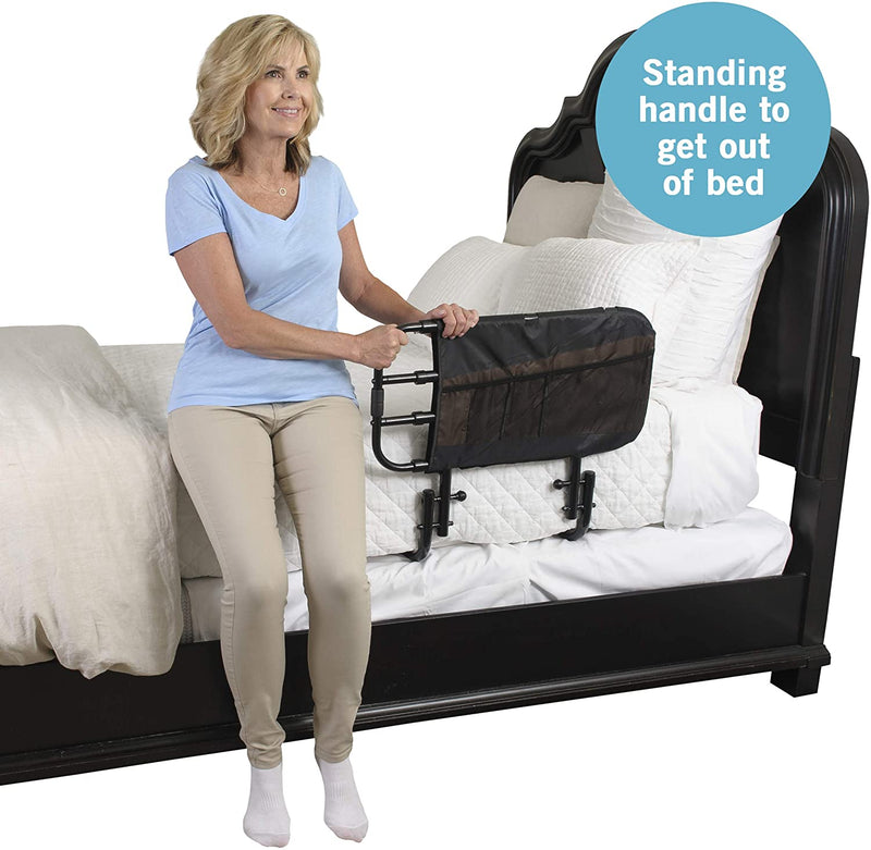 Stander EZ Ajustar el riel de la cama, el riel de la cama del hospital del hogar ajustable y la barra de agarre de la cama para adultos mayores, incluye la bolsa organizadora