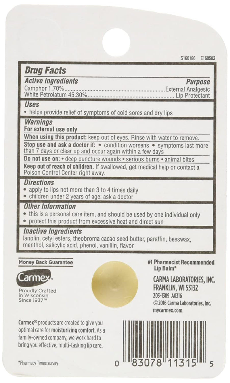 Carmex Classic Lip Balm Medicated, 0.25 oz