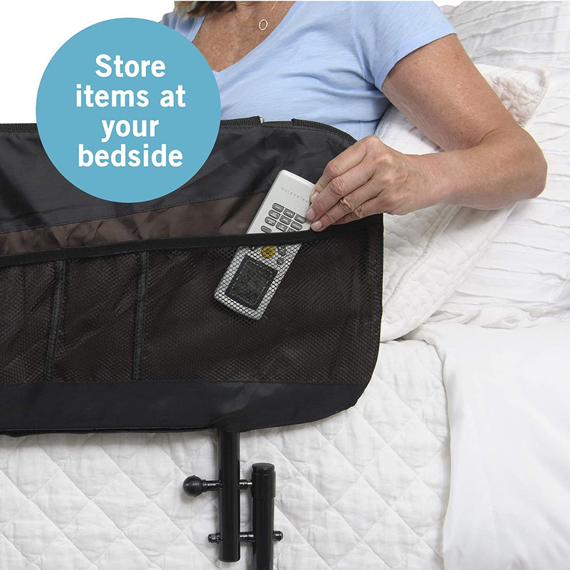 Stander EZ Ajustar el riel de la cama, el riel de la cama del hospital del hogar ajustable y la barra de agarre de la cama para adultos mayores, incluye la bolsa organizadora