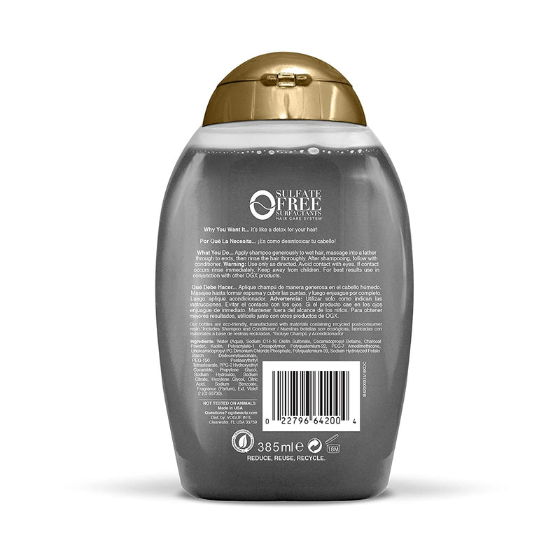 Purificación OGX + champú de desintoxicación de carbón, 13 oz