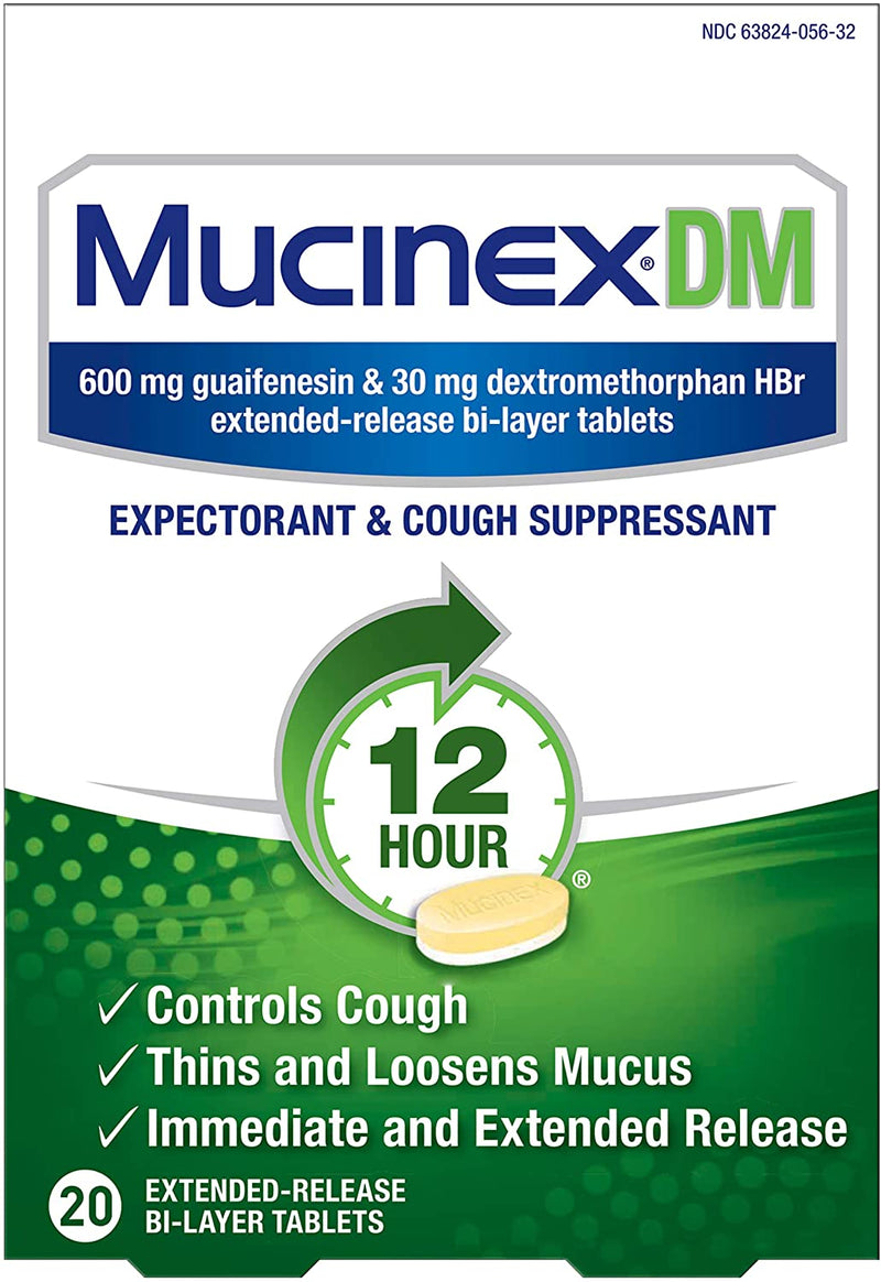 Mucinex DM Expensador y supresor de la tos 20 tabletas