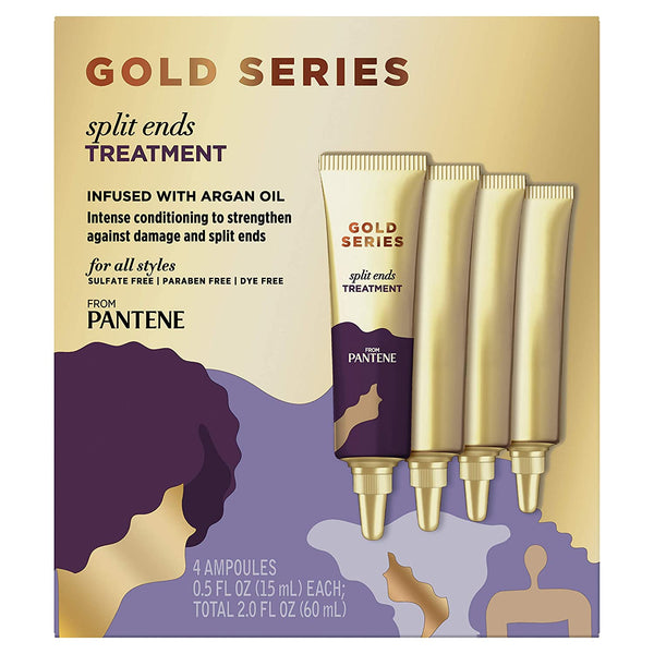 Tratamiento de las puntas abiertas de la serie Pantene Gold, para el cabello rizado y mortal, infundido con aceite de argán, 0.5 oz