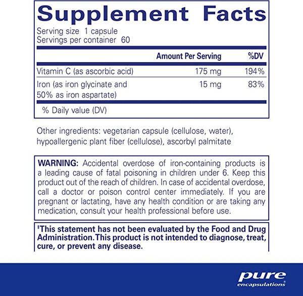 Pure Encapsulations Iron-C 60 Capsules