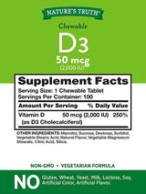 Nature's Truth D3 50 mcg (2,000 IU) 100 Chewable Tablets