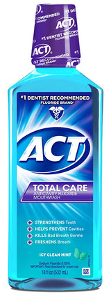 ACT Total Care Mouthwash, Icy Clean Mint. 18 OZ