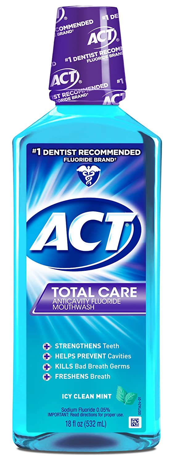 ACT Total Care Mouthwash, Icy Clean Mint. 18 OZ