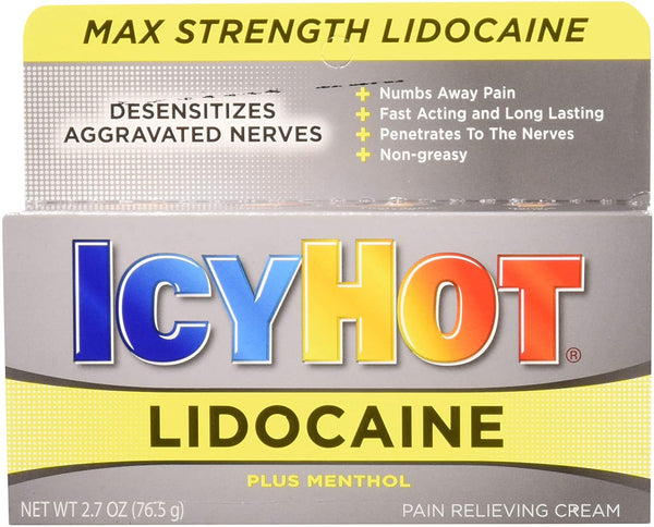 Icy Hot Max Strength Pain Relief Cream With Lidocaine Plus Menthol, 2.7 Ounces