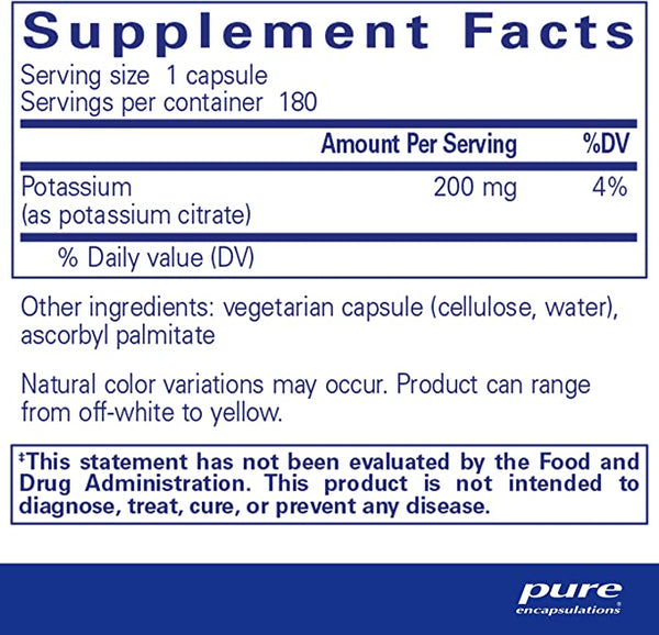 Pure Encapsulations Potassium Citrate 90 Capsules