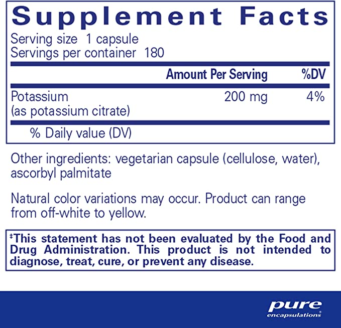 Pure Encapsulations Potassium Citrate 90 Capsules