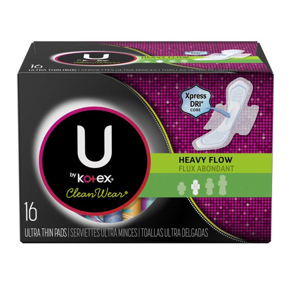 Kotex U Clean Wear Heavy Flow Pads 16ct