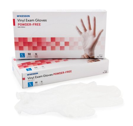 McKesson Vinyl Gloves. Non Sterile Standard Smooth Clear Large 14-168