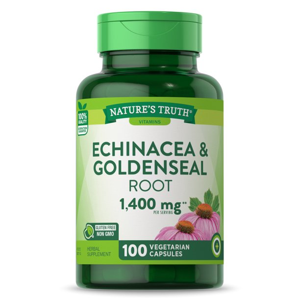 La verdad de la naturaleza Natural Herb Whole Echinacea & Goldenseal Root 100 Cápsulas