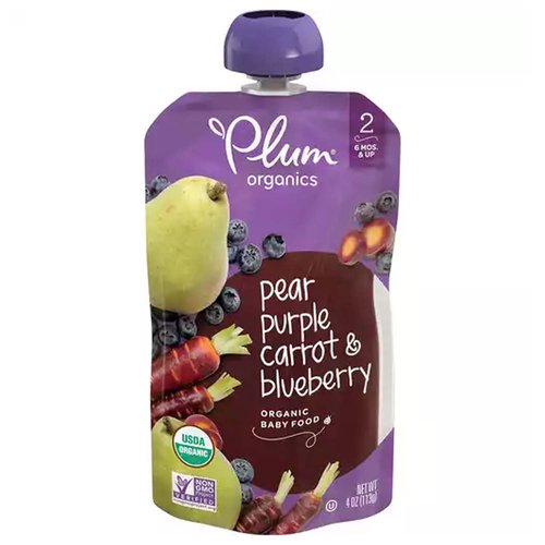 Plum Organics Baby Food pera, zanahoria morada, arándano 4. oz