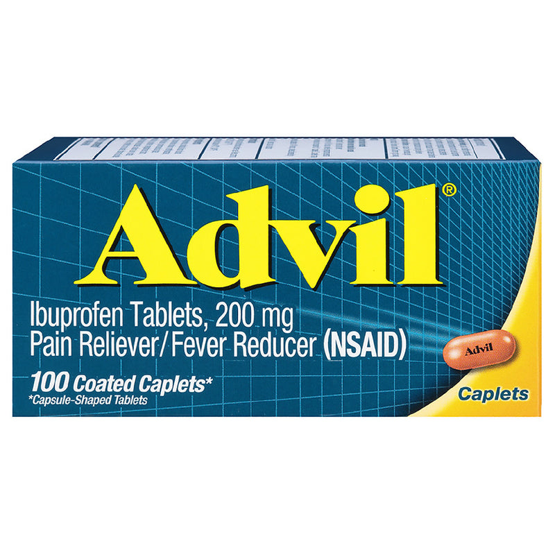 Pago de dolor de cápsula con recubrimiento de Advil Caplet / Reductor de fiebre, 200 mg de ibuprofeno 100 ea
