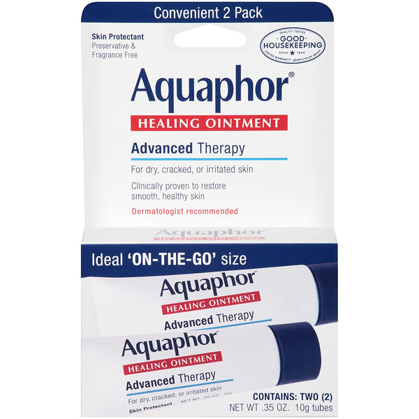 Pomada de piel de curación de Aquaphor, paquete avanzado de terapia 2, 0,35 oz