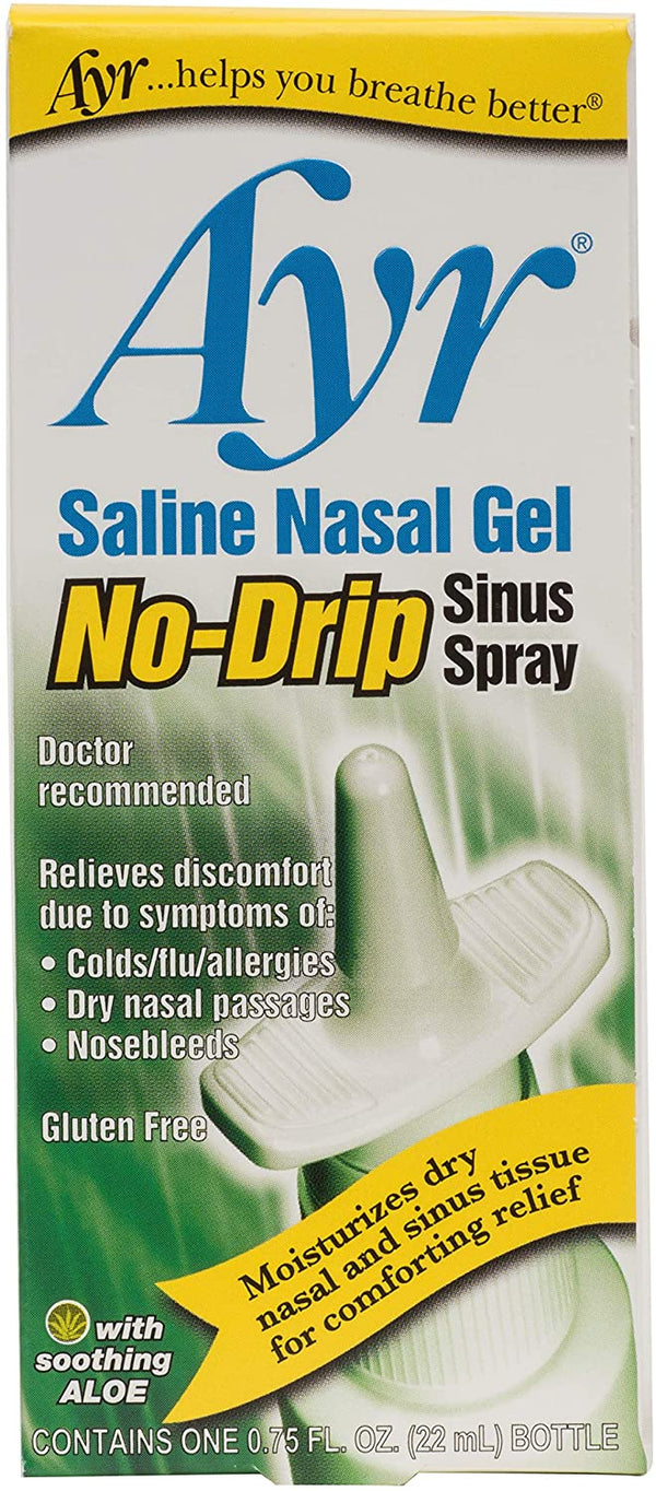 Ayr salina gel nasal sin almetero con aloe vera de aloe vera, botella de spray de 0.75 onzas