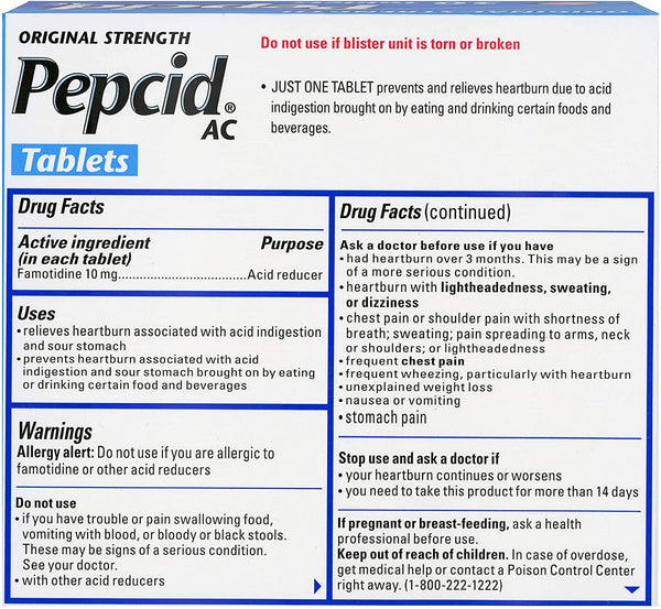 Pepcid AC Original Fuerza 10 mg