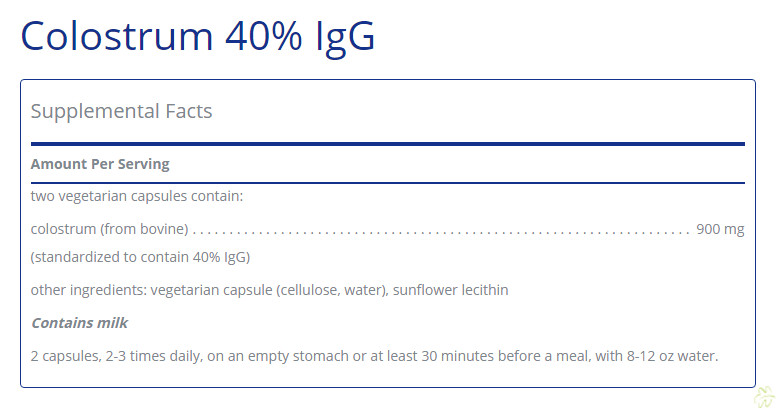 Pure Encapsulations Colostrum 40% Igg Capsules