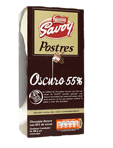 Nestlé Savoy postros 55% Cacao de chocolate negro 4 barras