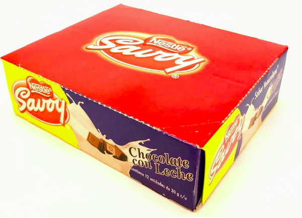 Savoy Chocolate Con Leche Box of 12 Bars 30gr