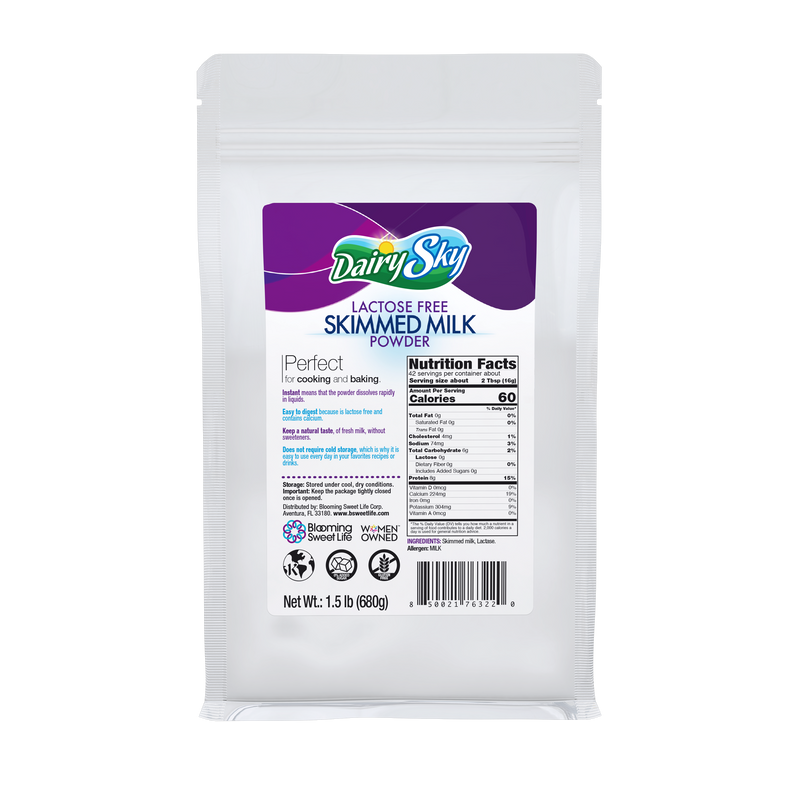 Leche descremada de leche sin lactosa Dairysky 1.5 lb