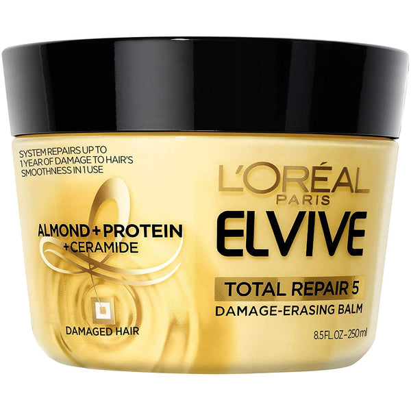 L'Oreal Paris Cabezas Cabello Elvive Total Repair 5 Bálsamo, almendras y proteínas de daños, 8.5 oz