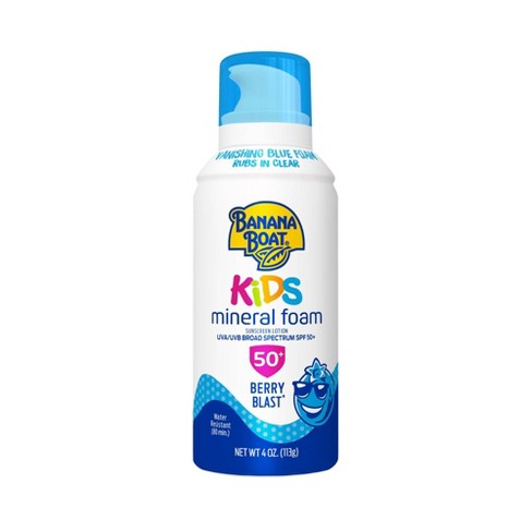 Copia de los niños de Banana Boat Vanishing Color, Berry Blast Mineral Sunscreen Foam SPF 50, 4oz.