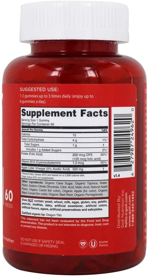 Goli Apple Cider Vinegar 60 Gummies