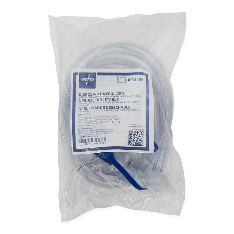 Kit de nebulizador de mano de Medline desechable con nebulizador aguas arriba, máscara pediátrica, tubo de 7 'y conector estándar