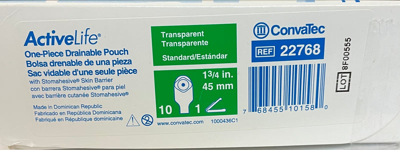 Convatec ActiveLife Drainable Pouch REF 22768