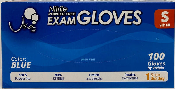 UKA int nitrile guantes de examen sin potencia, paquete de 100, color azul