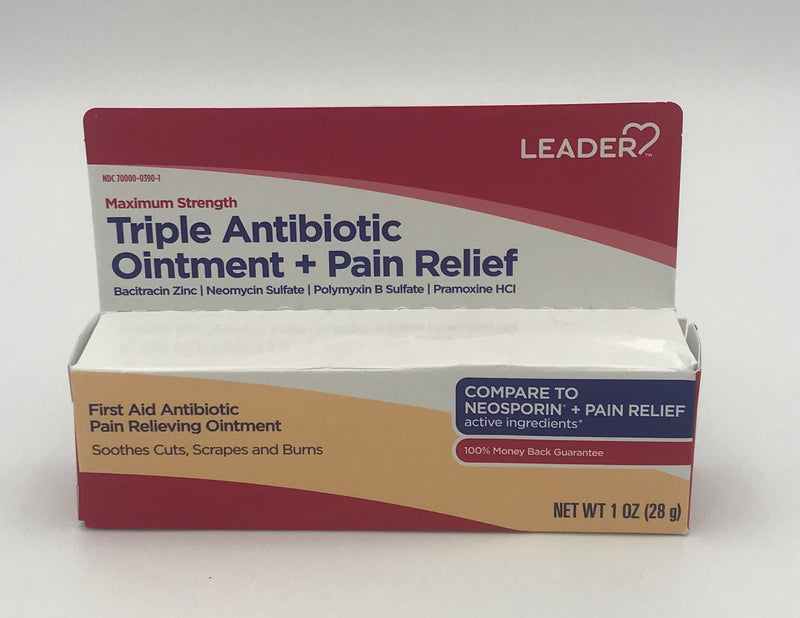Líder triple antibiótico + tubo de alivio del dolor, 1 oz