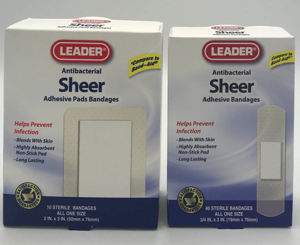 Leader Antibacterial Sheer Adhesive Bandages